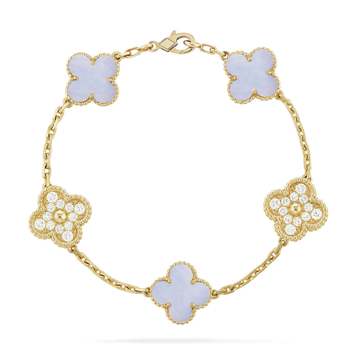 [⭐Clover Jewelry] CLOVER 5 MOTIF PURPLE CHALCEDONY BRACELET COLLECTION