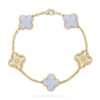 [⭐Clover Jewelry] CLOVER 5 MOTIF PURPLE CHALCEDONY BRACELET COLLECTION