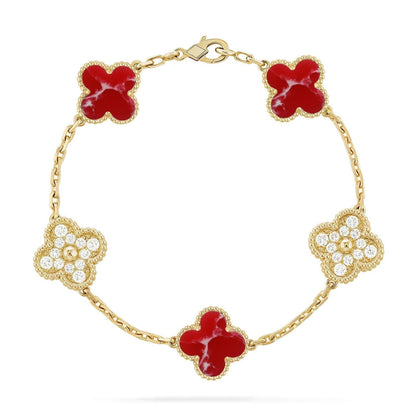 [⭐Clover Jewelry]CLOVER 5 MOTIF RED PATTERN BRACELET COLLECTION