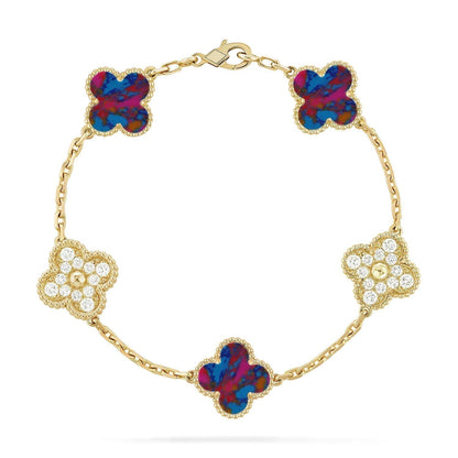 [⭐Clover Jewelry]CLOVER 5 MOTIF COLOR GEMSTONES BRACELET COLLECTION