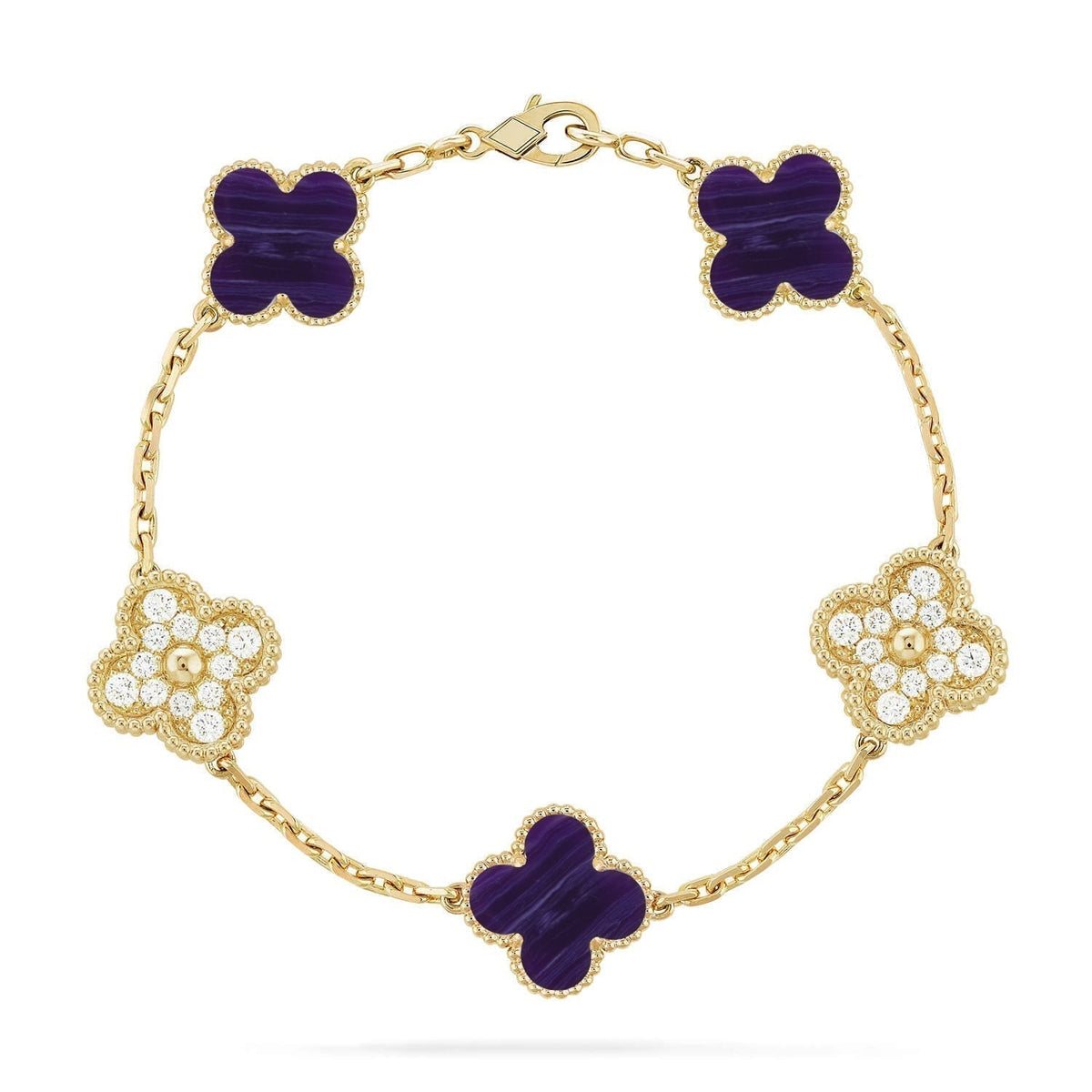 [⭐Clover Jewelry]CLOVER 5 MOTIF PURPLE STRIPES BRACELET COLLECTION