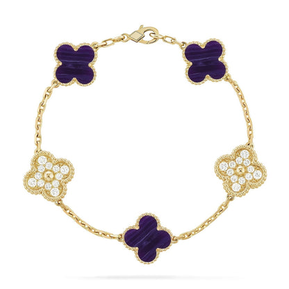 [⭐Clover Jewelry]CLOVER 5 MOTIF PURPLE STRIPES BRACELET COLLECTION