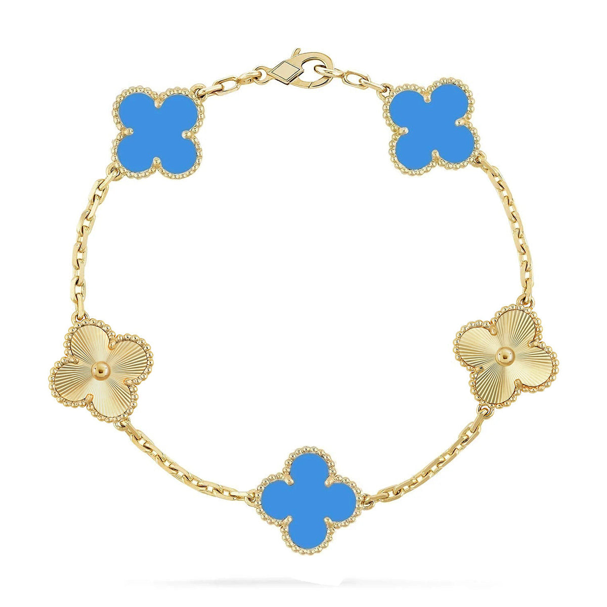 [⭐Clover Jewelry] CLOVER 5 MOTIF BLUE AGATE BRACELET COLLECTION
