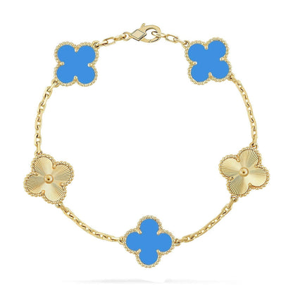 [⭐Clover Jewelry] CLOVER 5 MOTIF BLUE AGATE BRACELET COLLECTION