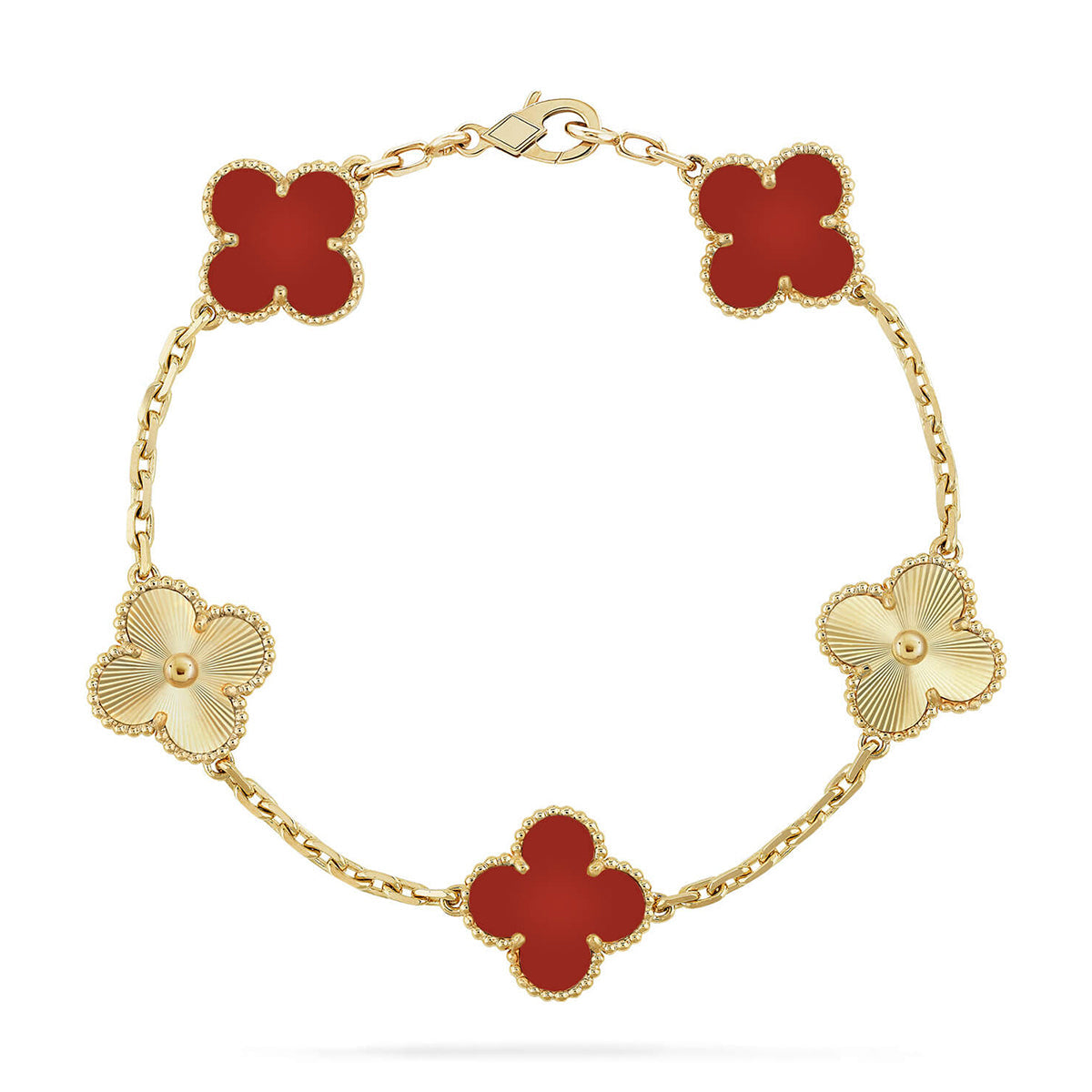 [⭐Clover Jewelry] CLOVER 5 MOTIF RED CORNELIAN BRACELET COLLECTION