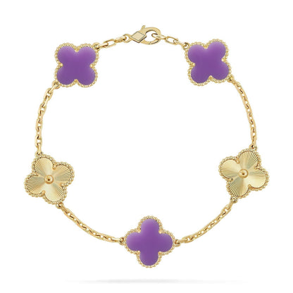 [⭐Clover Jewelry]CLOVER 5 MOTIF LIGHT PURPLE BRACELET COLLECTION