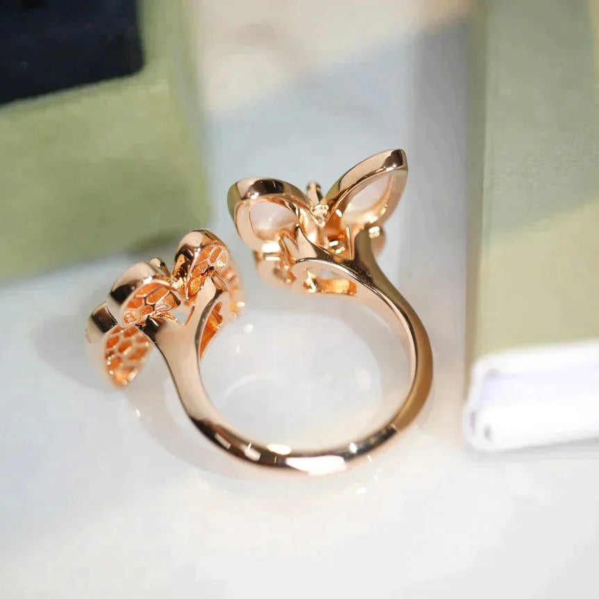 [⭐Clover Jewelry]TWIN BUTTERFLY DIAMOND MOP RING