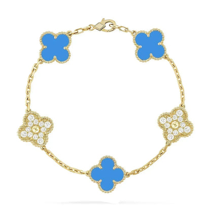 [⭐Clover Jewelry] CLOVER 5 MOTIF BLUE AGATE BRACELET COLLECTION