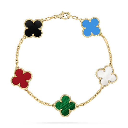 [⭐Clover Jewelry]CLOVER 5 MOTIFS MULTICOLOR BRACELET