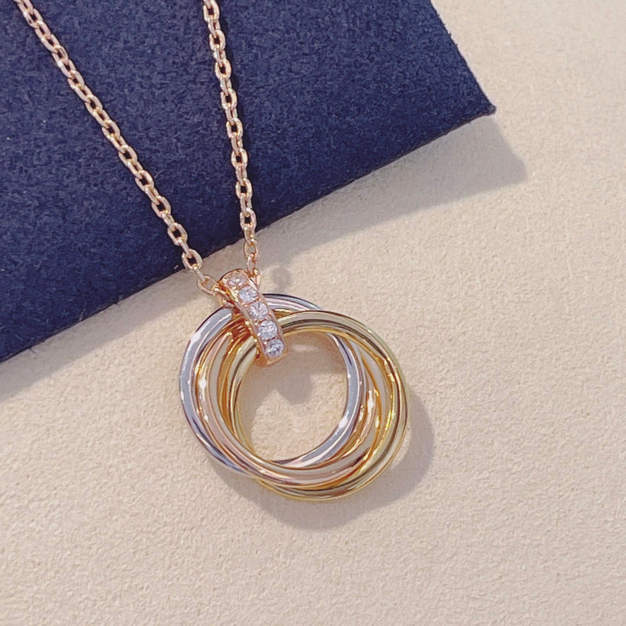 [⭐Clover Jewelry]TRINITY NECKLACE GOLD  DIAMONDS