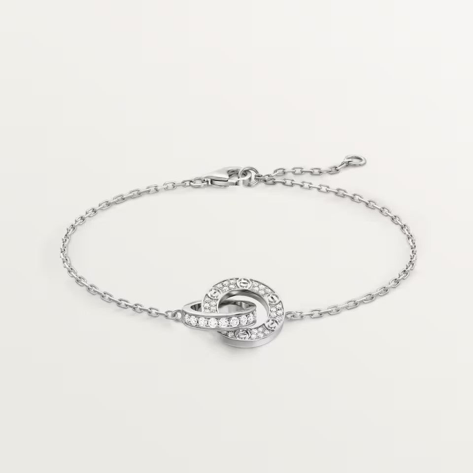 [⭐Clover Jewelry]LOVE DOUBLE RING FULL DIAMOND BRACELET