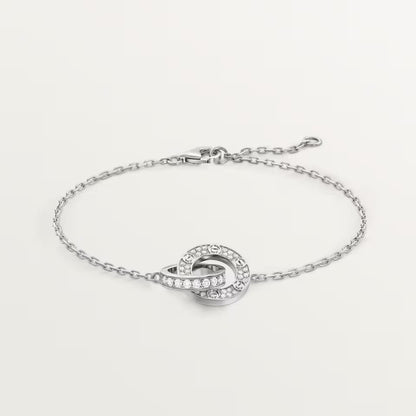 [⭐Clover Jewelry]LOVE DOUBLE RING FULL DIAMOND BRACELET
