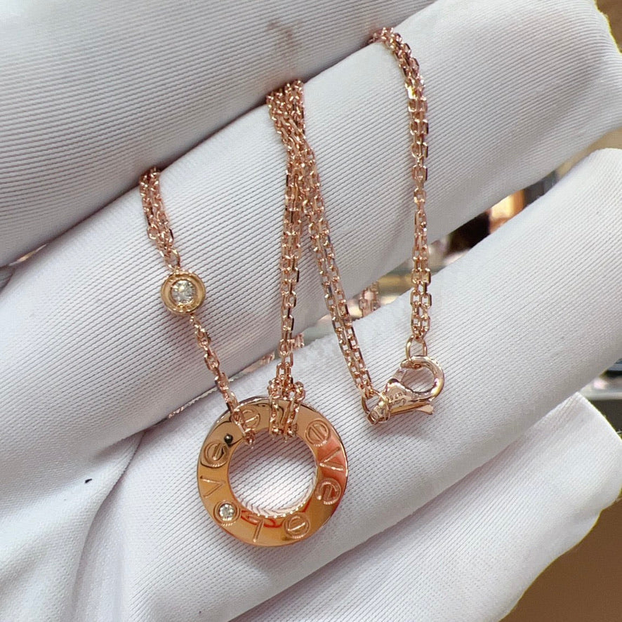 [⭐Clover Jewelry]LOVE NECKLACE 16MM 2 DIAMONDS