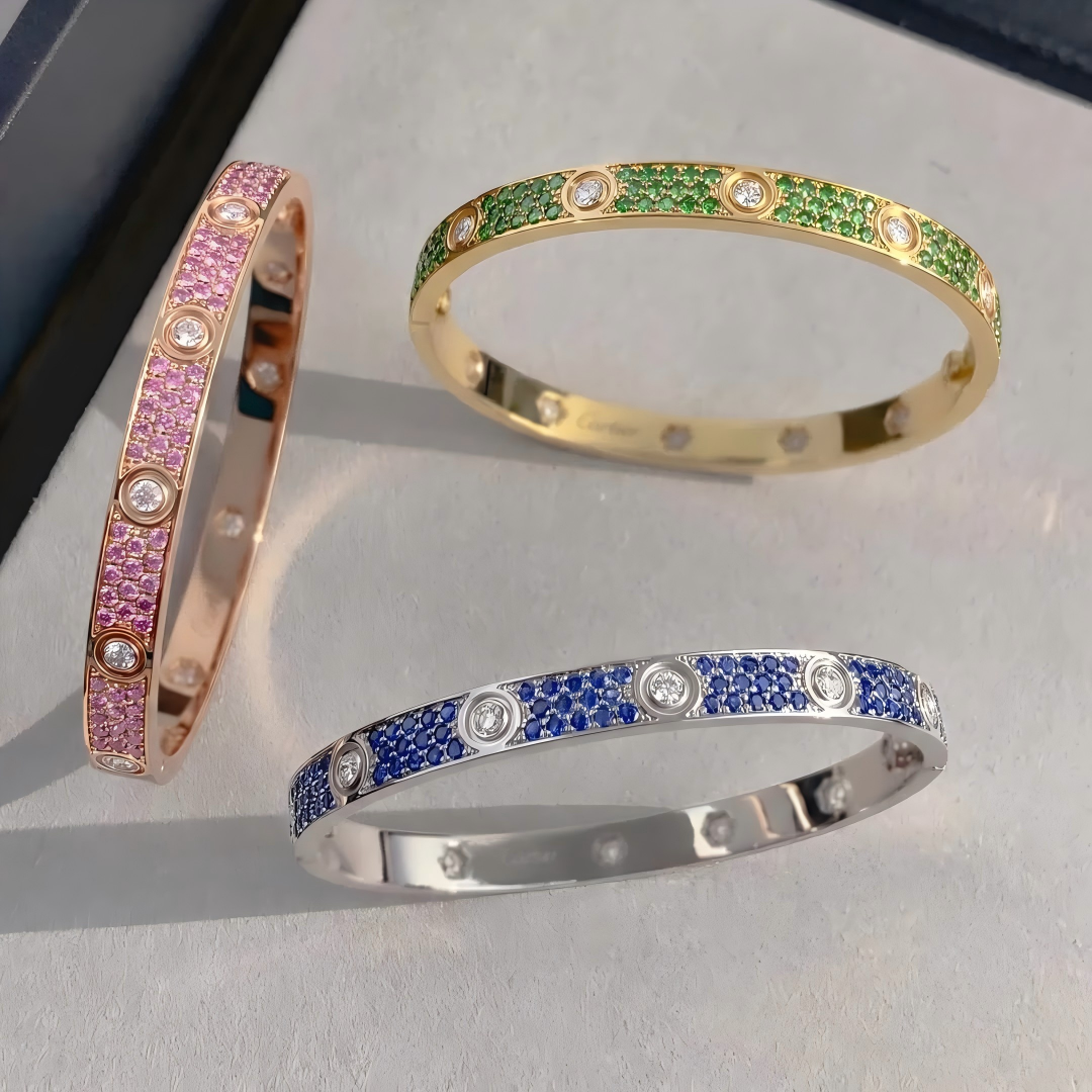 [⭐Clover Jewelry]2026 PAVE GEMSTONE LOVE BRACELET 6.1MM 10 DIAMONDS
