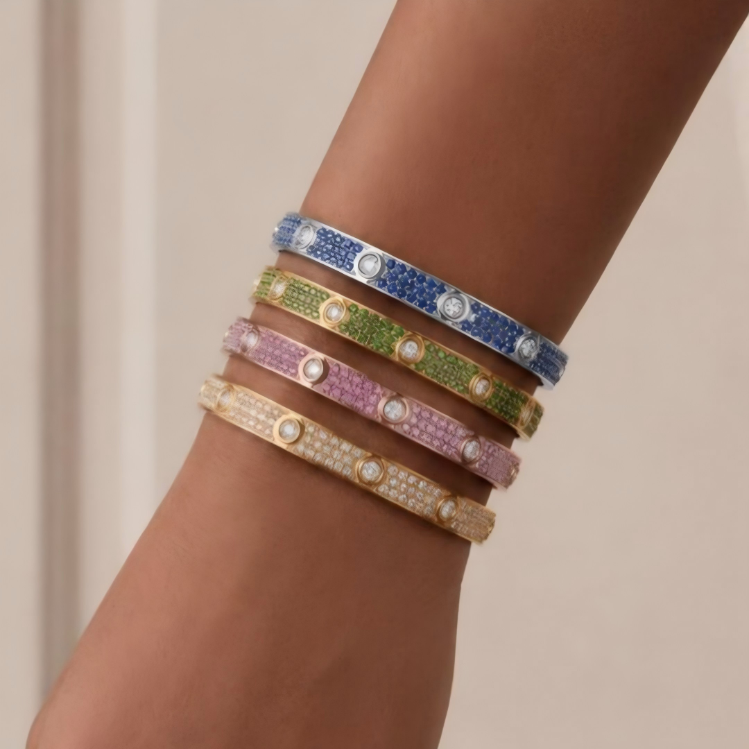 [⭐Clover Jewelry]2026 PAVE GEMSTONE LOVE BRACELET 6.1MM 10 DIAMONDS