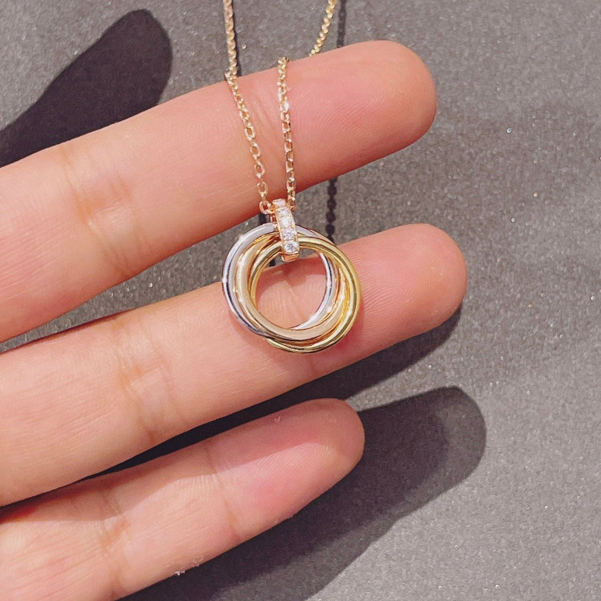 [⭐Clover Jewelry]TRINITY NECKLACE GOLD  DIAMONDS