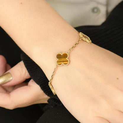 [⭐Clover Jewelry] CLOVER 5 MOTIFS TIGER EYE BRACELET COLLECTION