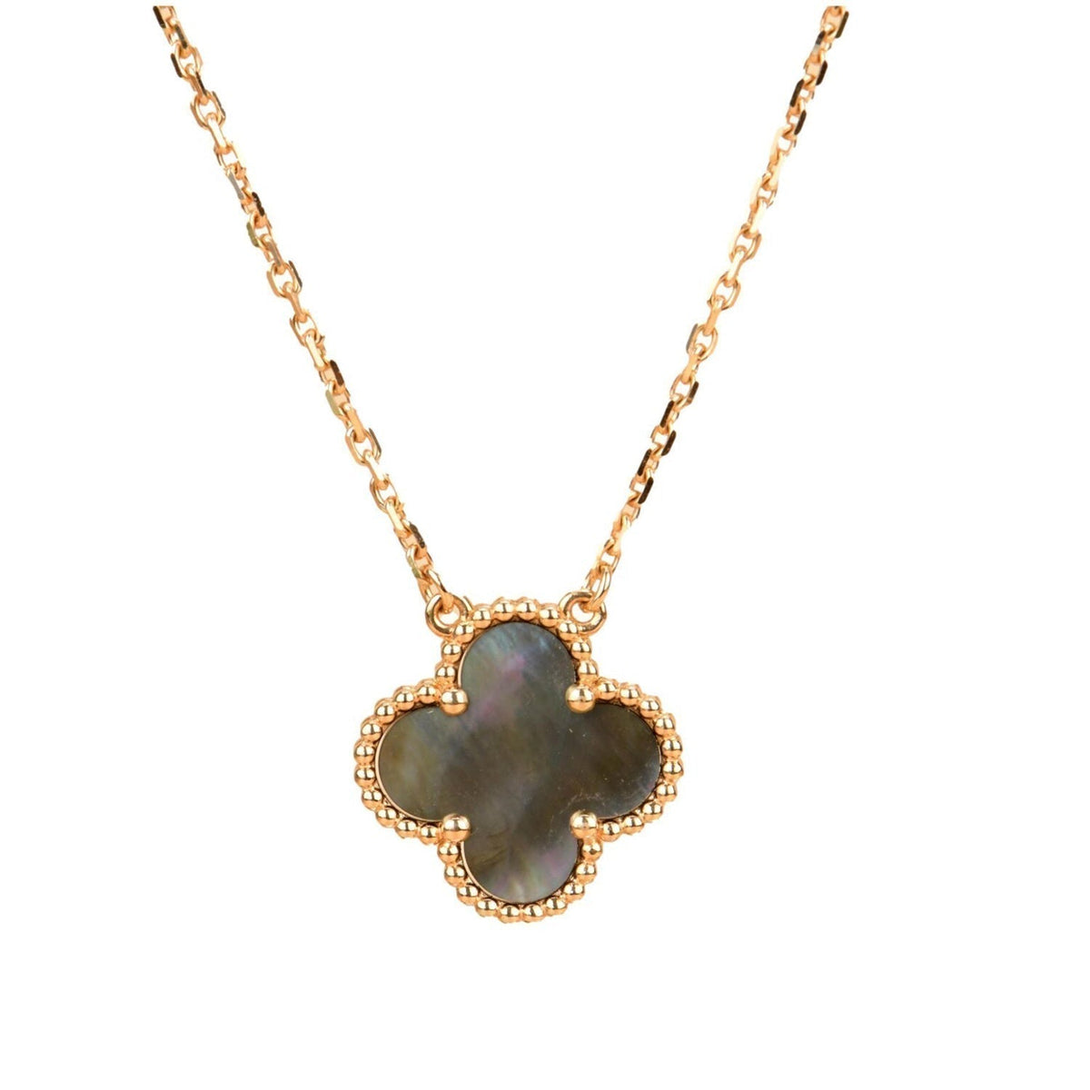 [⭐Clover Jewelry]CLOVER 15MM  GRAY MOTHER OF PEARL NECKLACE