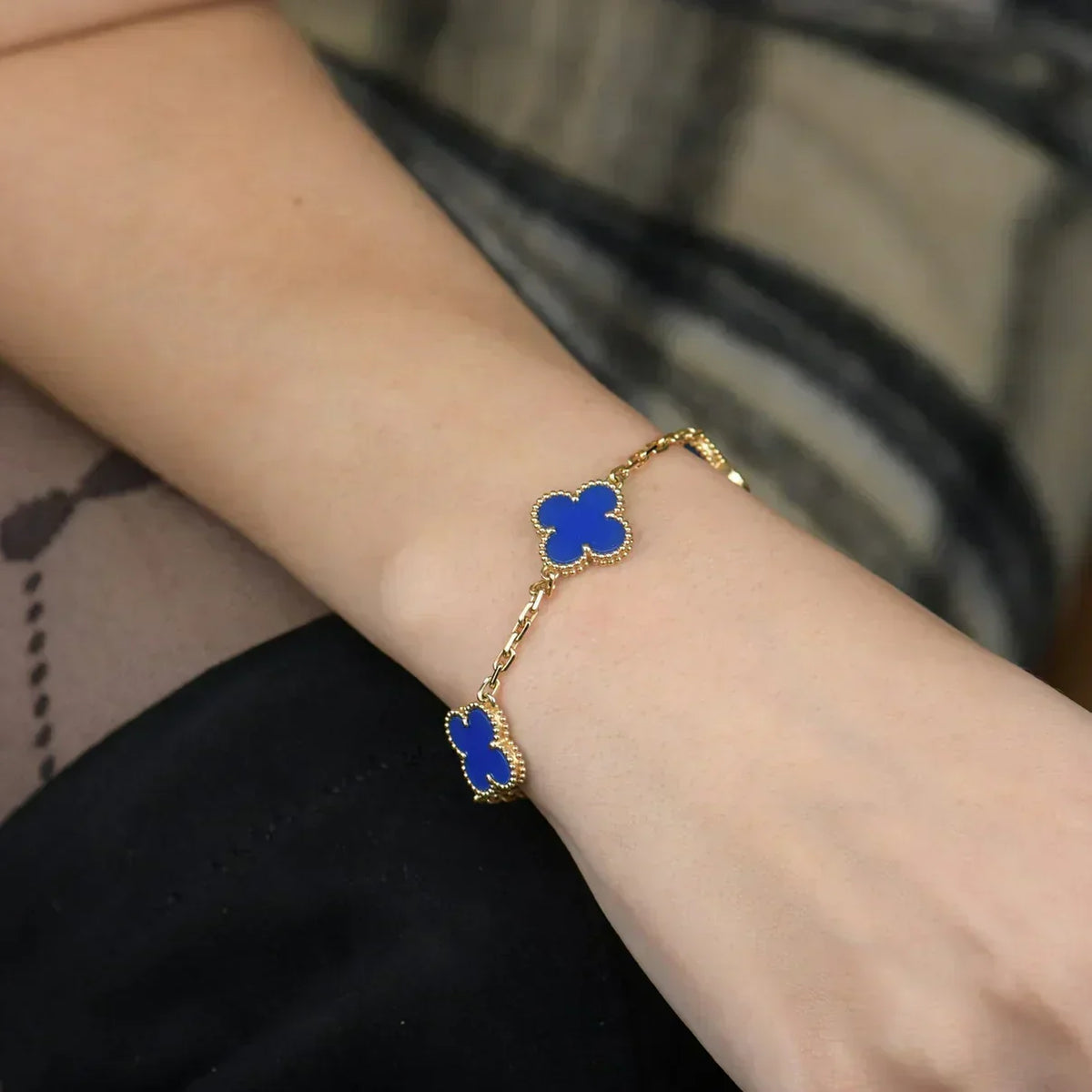 [⭐Clover Jewelry] CLOVER 5 MOTIF BLUE AGATE BRACELET COLLECTION