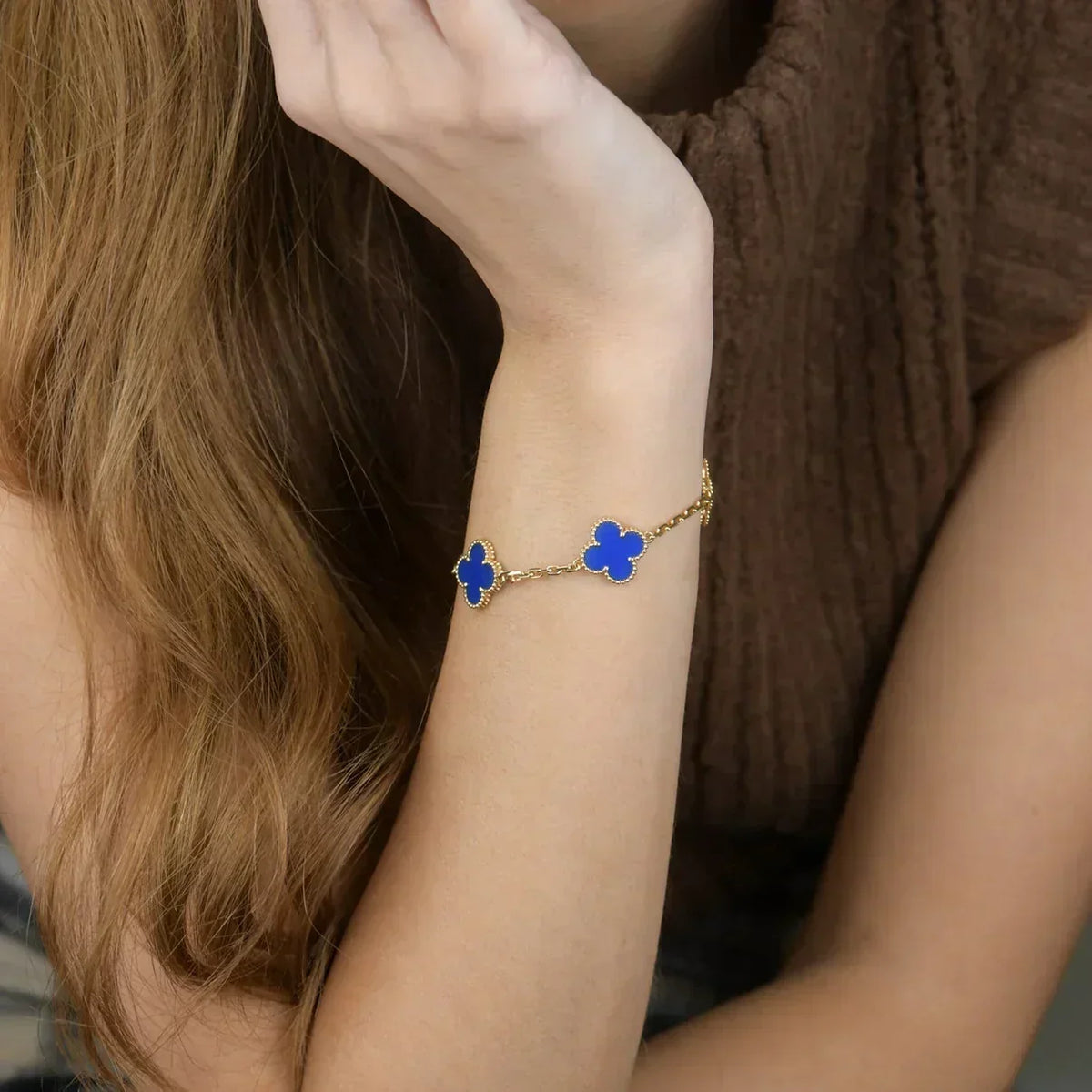 [⭐Clover Jewelry] CLOVER 5 MOTIF BLUE AGATE BRACELET COLLECTION