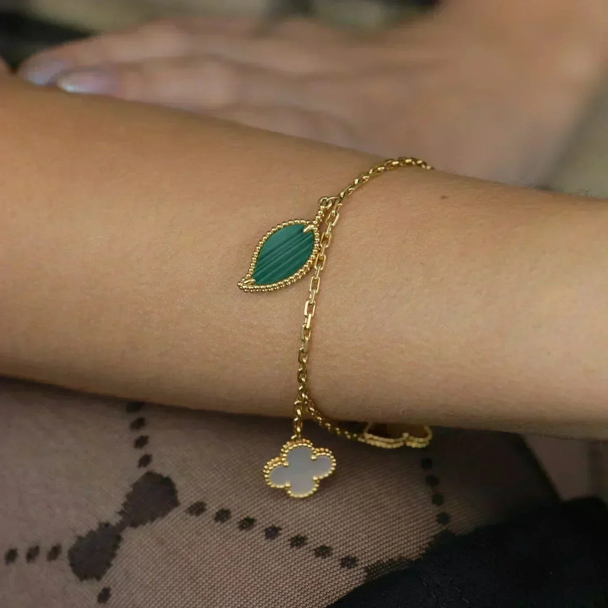 [⭐Clover Jewelry]LUCKY SPRING 5 MOTIF GOLD BRACELET