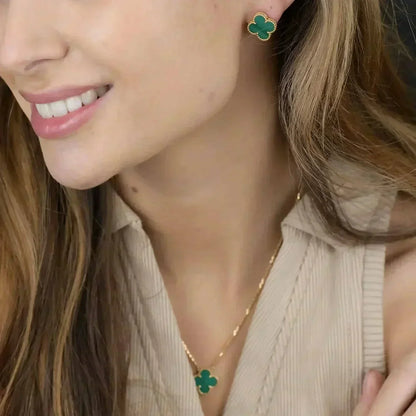 [⭐Clover Jewelry]CLOVER MINI 9.5MM MALACHITE  EARRINGS