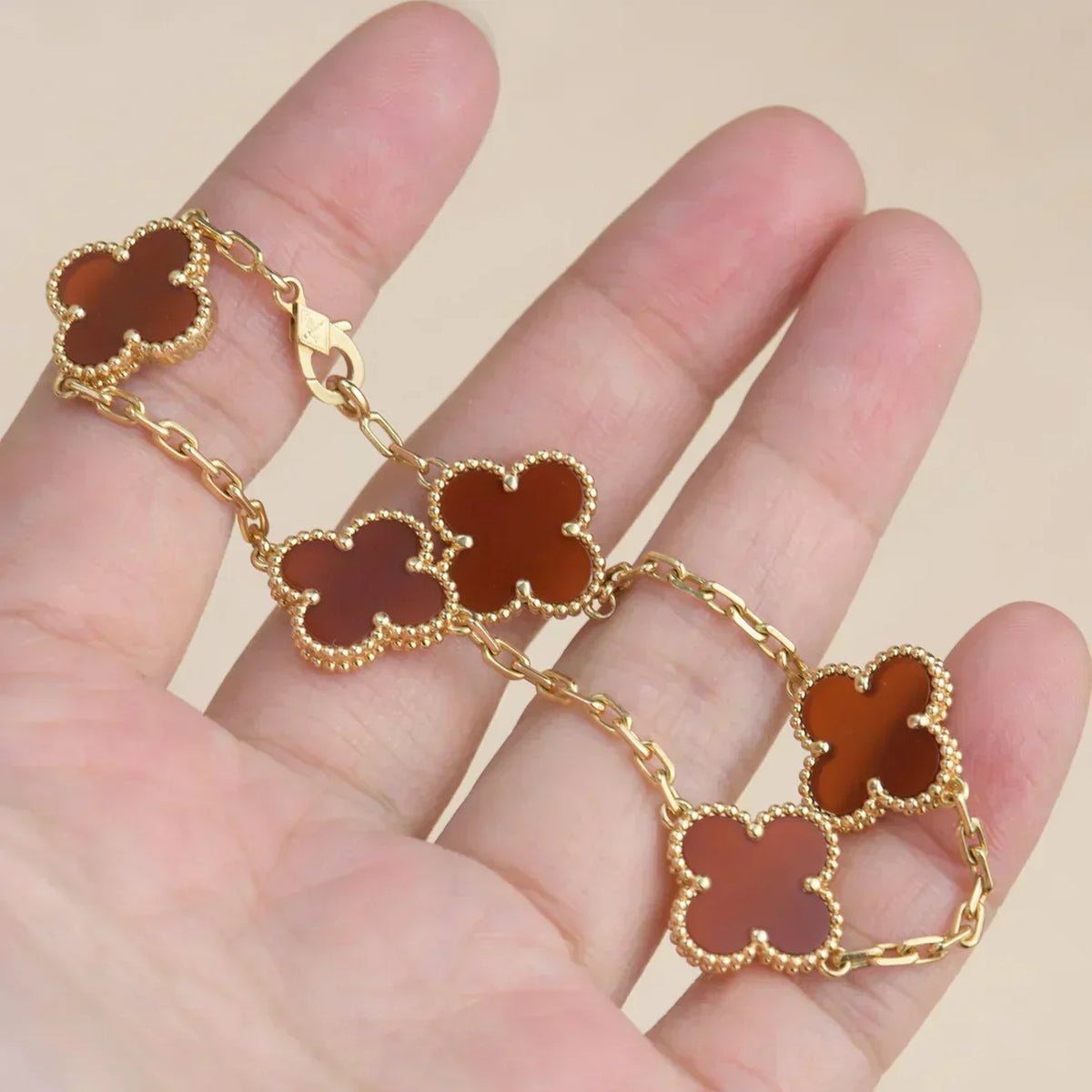 [⭐Clover Jewelry] CLOVER 5 MOTIF RED CORNELIAN BRACELET COLLECTION