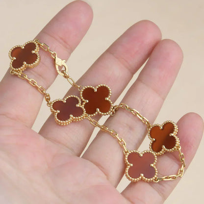 [⭐Clover Jewelry] CLOVER 5 MOTIF RED CORNELIAN BRACELET COLLECTION