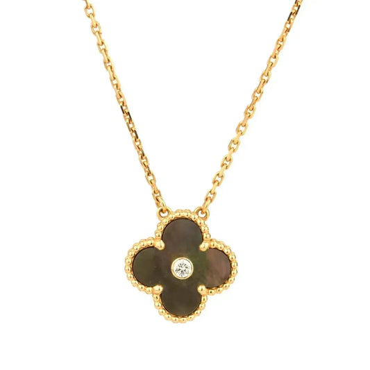 [⭐Clover Jewelry]CLOVER 15MM DIAMOND AND MOTHER-OF-GREY NECKLACE