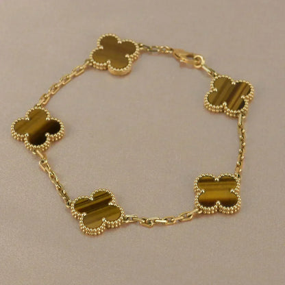 [⭐Clover Jewelry] CLOVER 5 MOTIFS TIGER EYE BRACELET COLLECTION