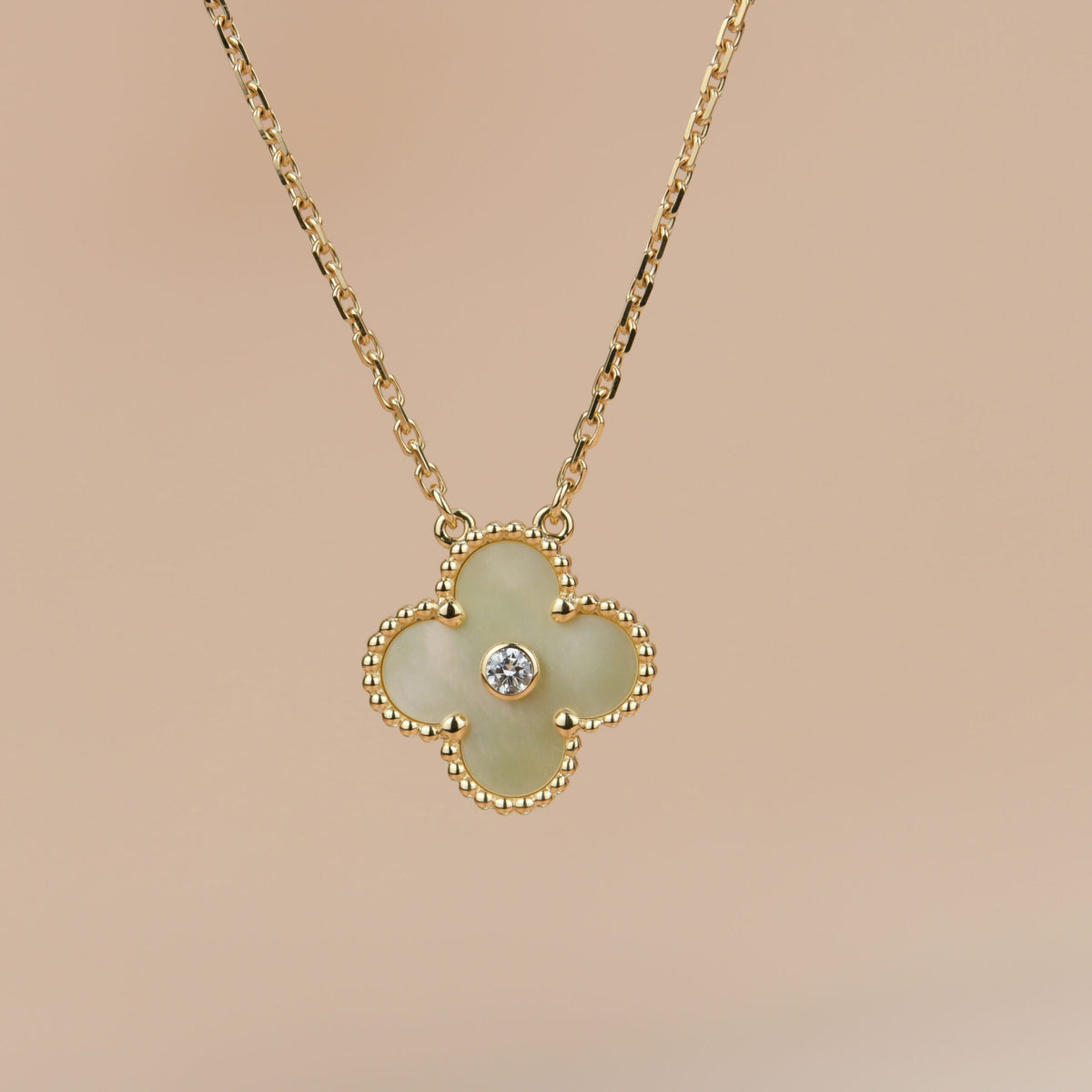 [⭐Clover Jewelry]CLOVER 15MM DIAMOND GOLD MOTHER OF PEARL NECKLACE
