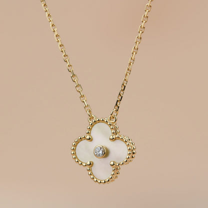 [⭐Clover Jewelry]CLOVER 15MM DIAMOND GOLD MOTHER OF PEARL NECKLACE