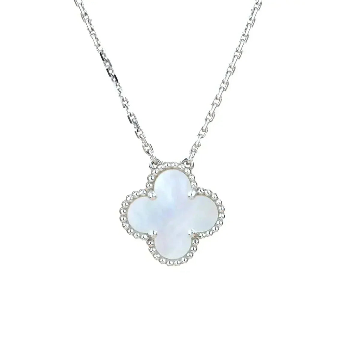 [⭐Clover Jewelry]CLOVER  15MM WHITE MOTHER-OF-PEARL SILVER