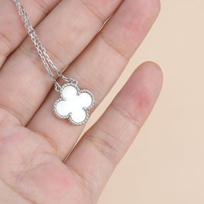 [⭐Clover Jewelry]CLOVER  15MM WHITE MOTHER-OF-PEARL SILVER