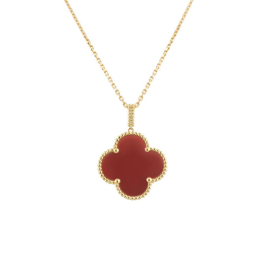 [⭐Clover Jewelry]CLOVER 25MM NECKLACE GOLD CARNELIAN