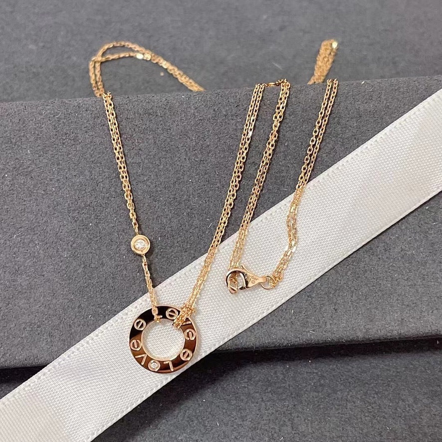 [⭐Clover Jewelry]LOVE NECKLACE 16MM 2 DIAMONDS