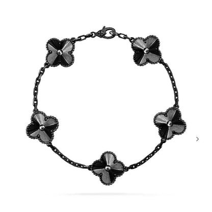 [⭐Clover Jewelry]CLOVER 5 MOTIF BLACK BRACELET