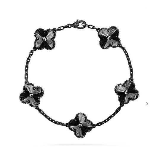 [⭐Clover Jewelry]CLOVER 5 MOTIF BLACK BRACELET