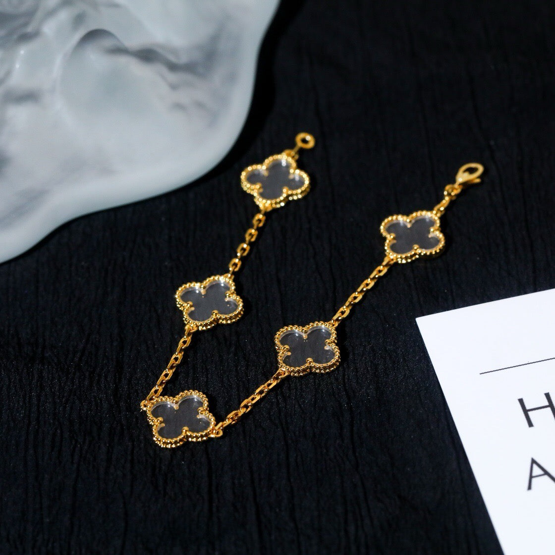 [⭐Clover Jewelry]CLOVER 5 MOTIF ROCK CRYSTAL BRACELET