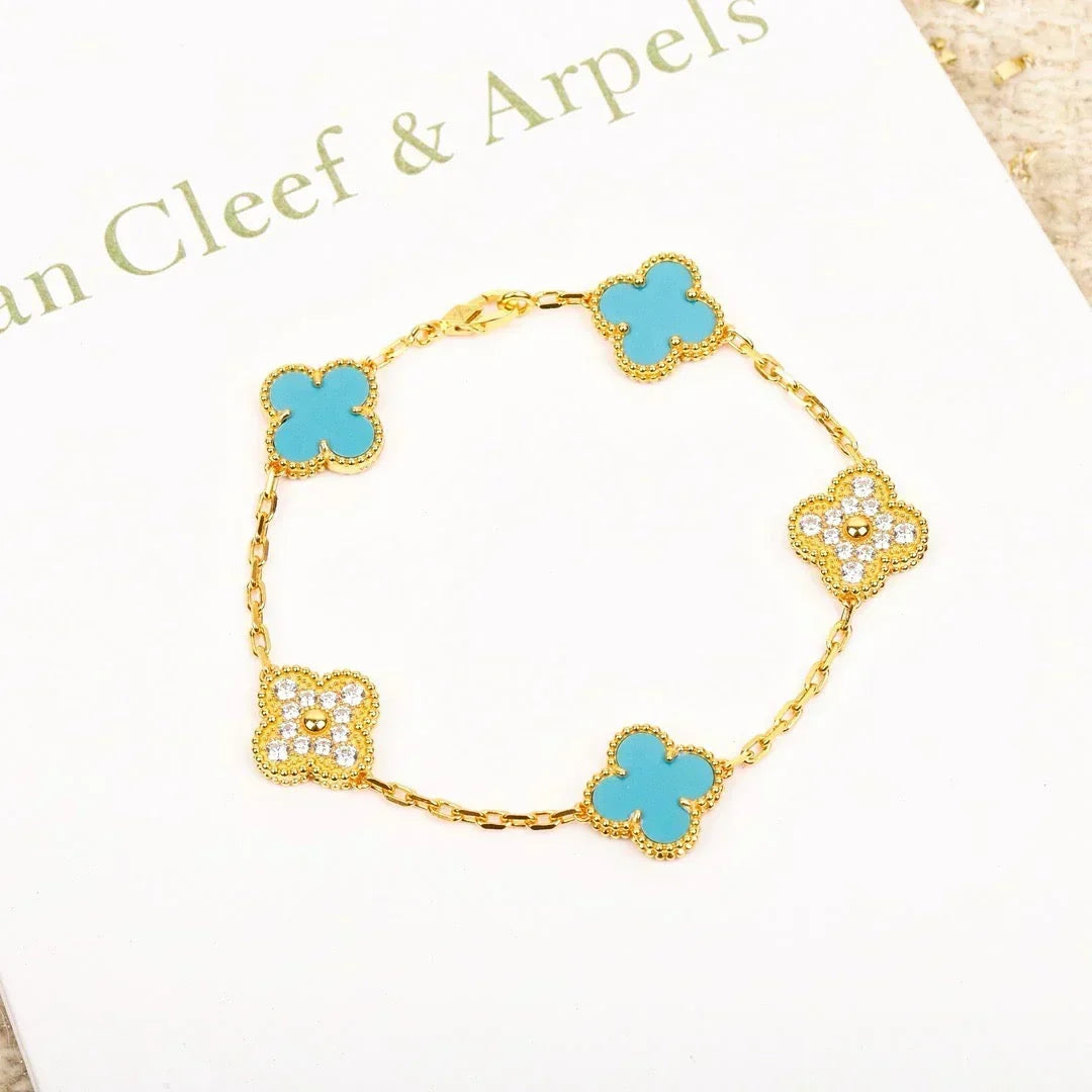 [⭐Clover Jewelry] CLOVER 5 MOTIF TURQUOISE BRACELET COLLECTION