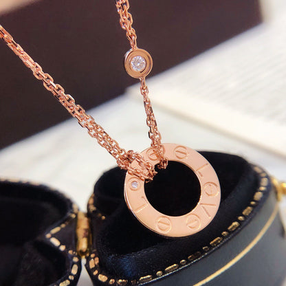 [⭐Clover Jewelry]LOVE NECKLACE 16MM 2 DIAMONDS