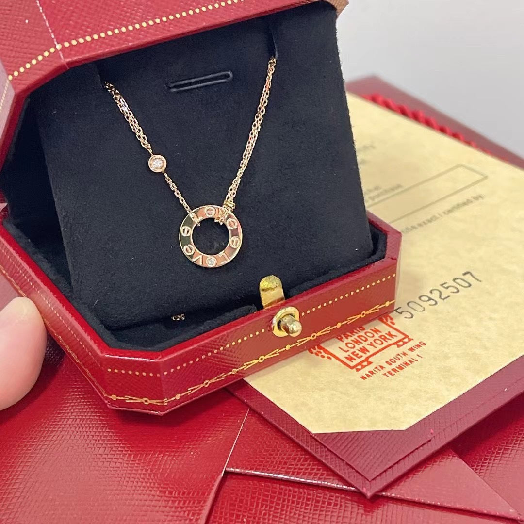 [⭐Clover Jewelry]LOVE NECKLACE 16MM 2 DIAMONDS