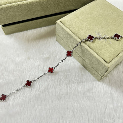 [⭐Clover Jewelry]CLOVER 6 MOTIF RED AGATE BRACELET