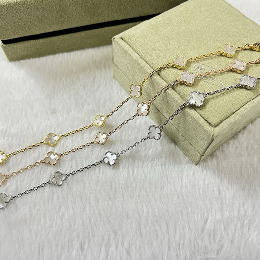 [⭐Clover Jewelry]CLOVER 6 MOTIF WHITE MOP BRACELET