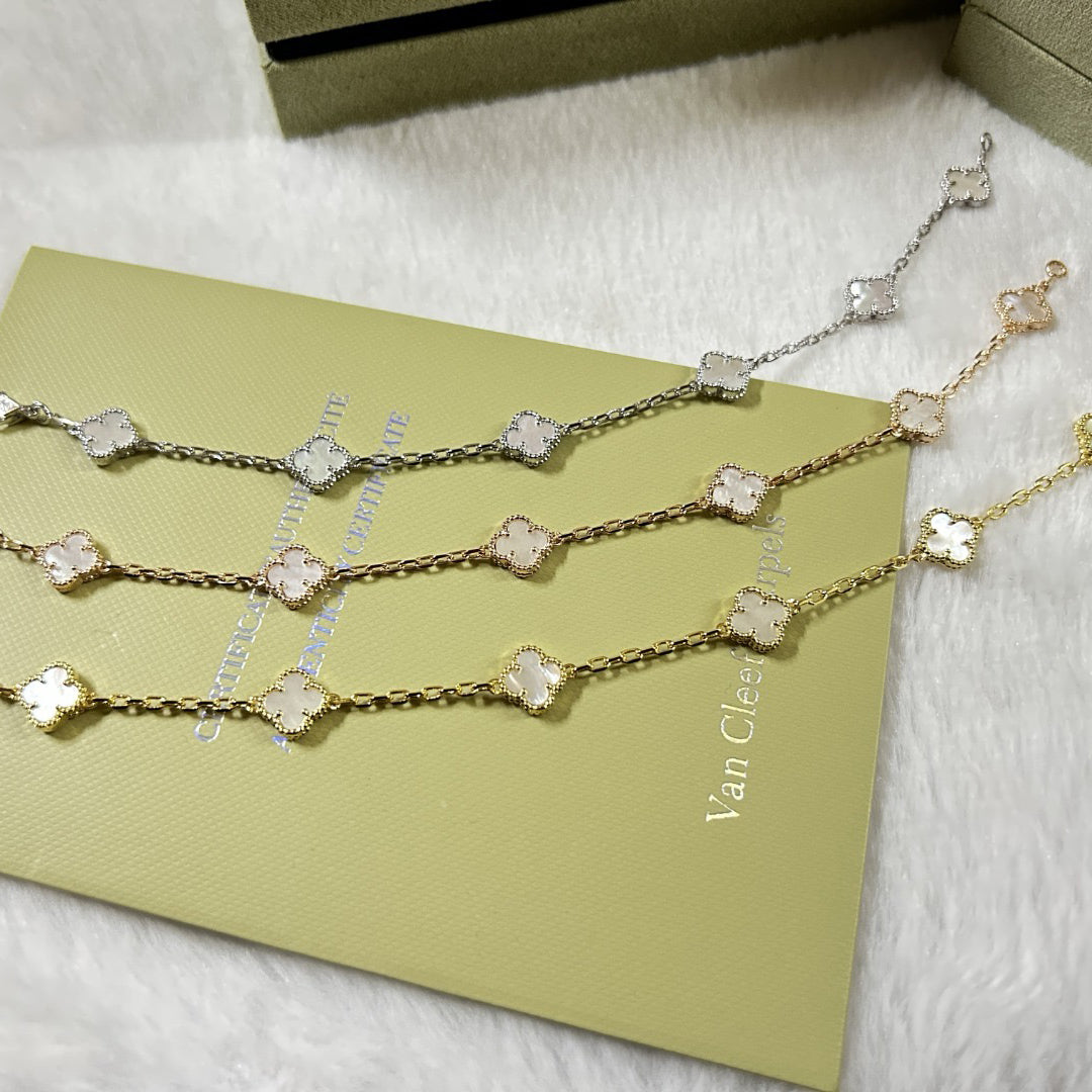 [⭐Clover Jewelry]CLOVER 6 MOTIF WHITE MOP BRACELET