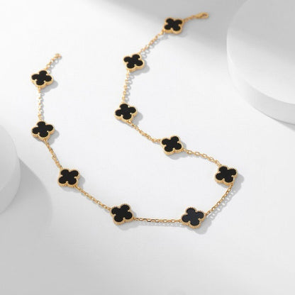 [⭐Clover Jewelry]CLOVER 10 MOTIFS ONYX NECKLACE