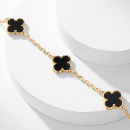[⭐Clover Jewelry]CLOVER 10 MOTIFS ONYX NECKLACE