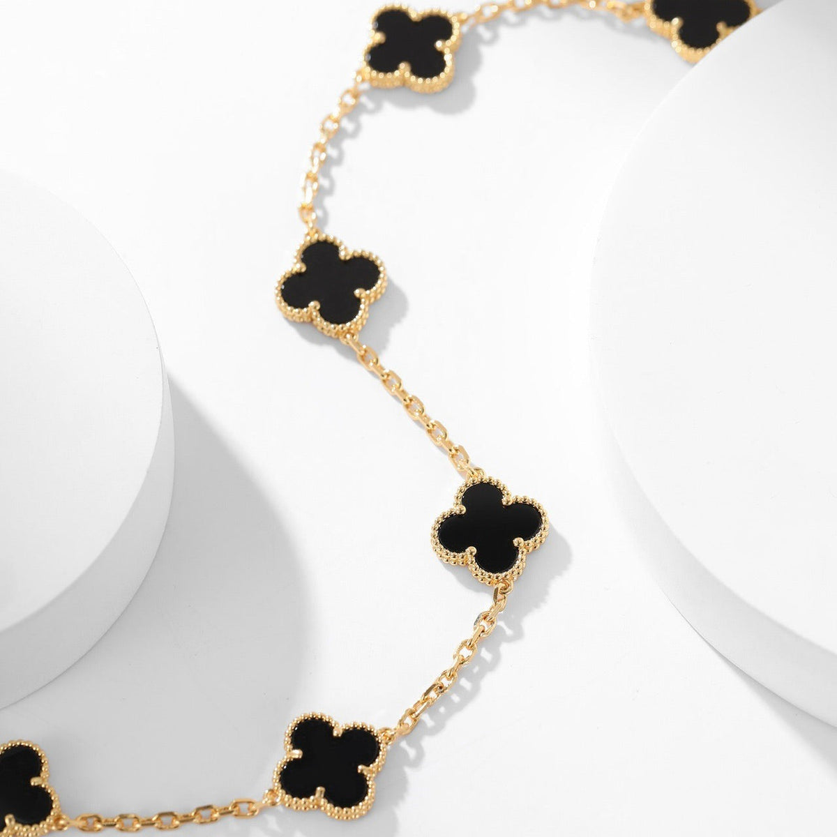 [⭐Clover Jewelry]CLOVER 10 MOTIFS ONYX NECKLACE