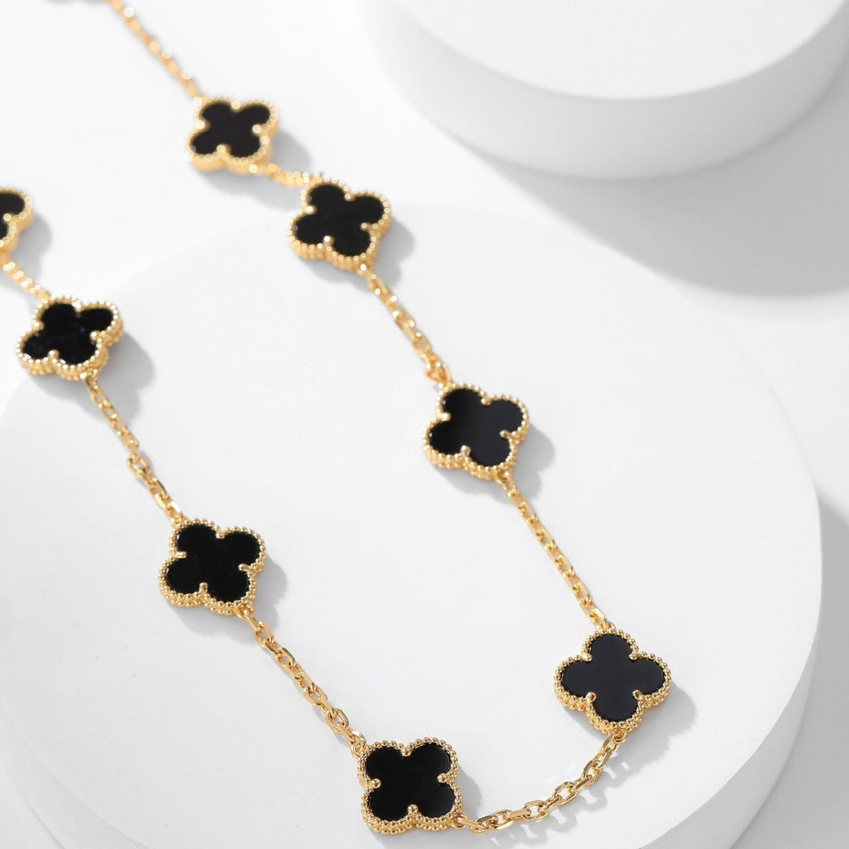 [⭐Clover Jewelry]CLOVER 10 MOTIFS ONYX NECKLACE