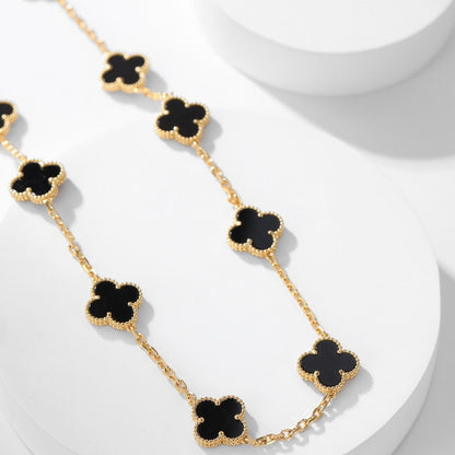 [⭐Clover Jewelry]CLOVER 10 MOTIFS ONYX NECKLACE